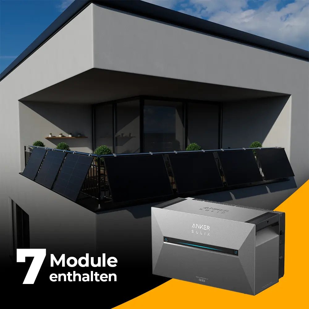 Solarkraftwerk 3500W mit Speicher Anker SOLIX 3 Pro - Komplettset Gitterbalkon
